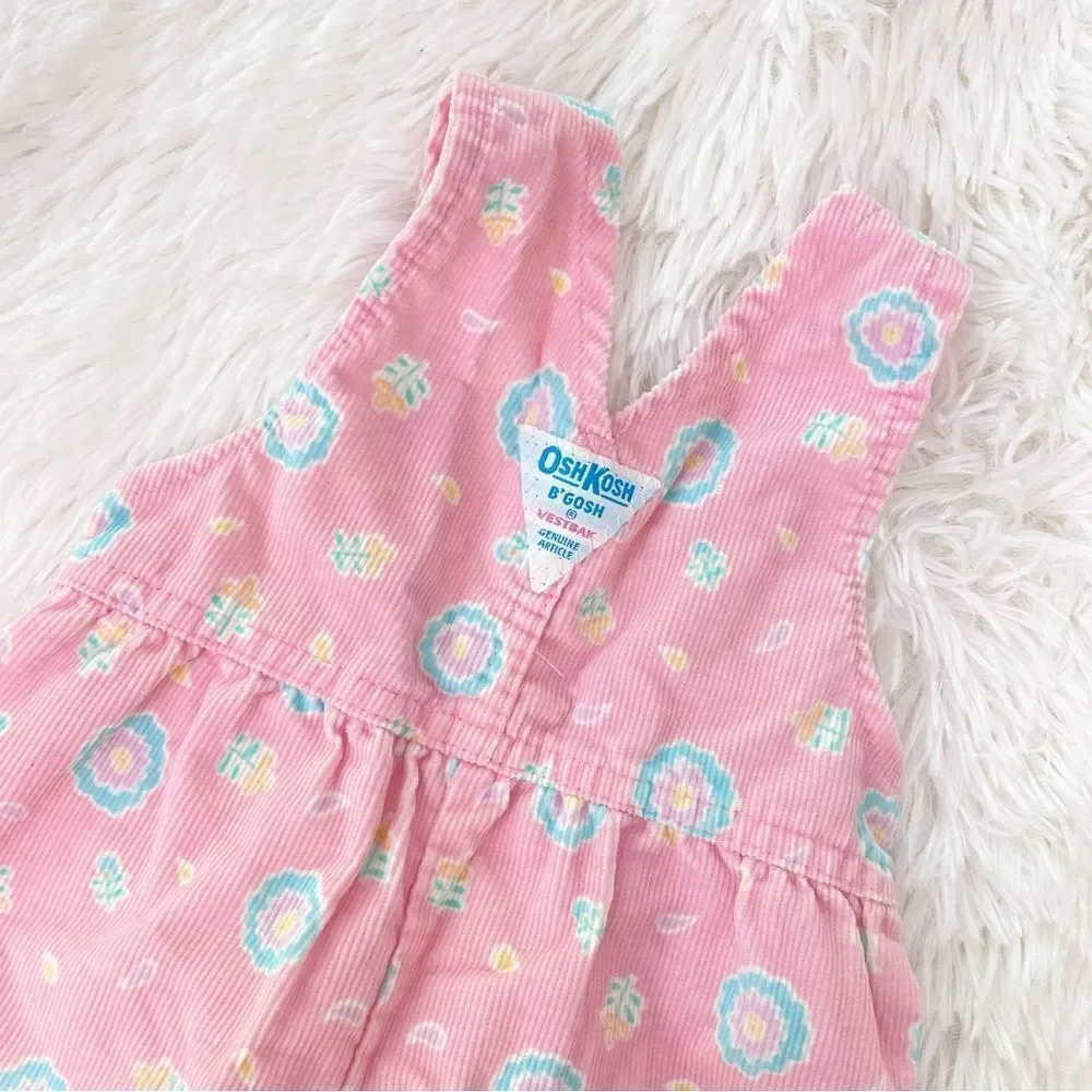 OshKosh | Vintage Floral Bubble Corduroy Overalls